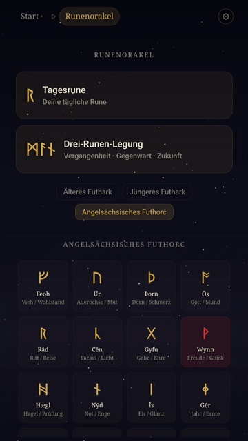 Animierte Vorschau des Runenorakels